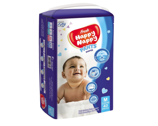 Fresh Happy Nappy Pant Diaper Family pack -M-40pcs, 56205
